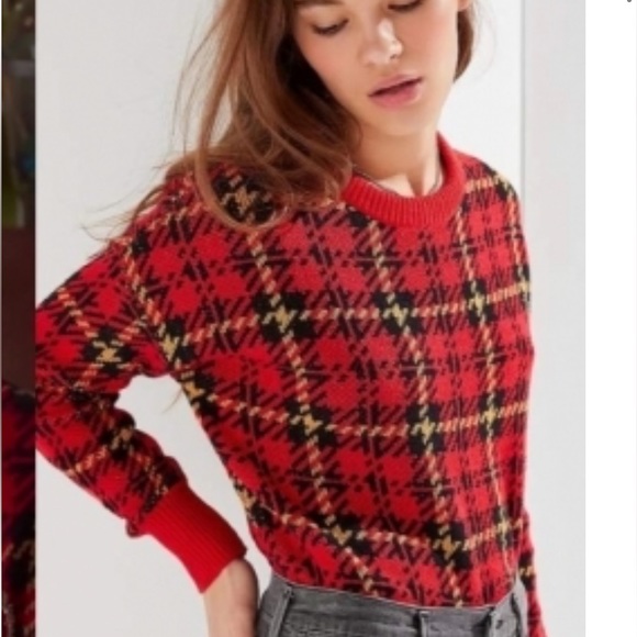 URBAN OUTFITTERS | Women’s Sweater Small Plaid Crew Neck - Picture 3 of 12